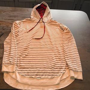 Maurices hoodie hooded sweatshirt striped with plaid hood